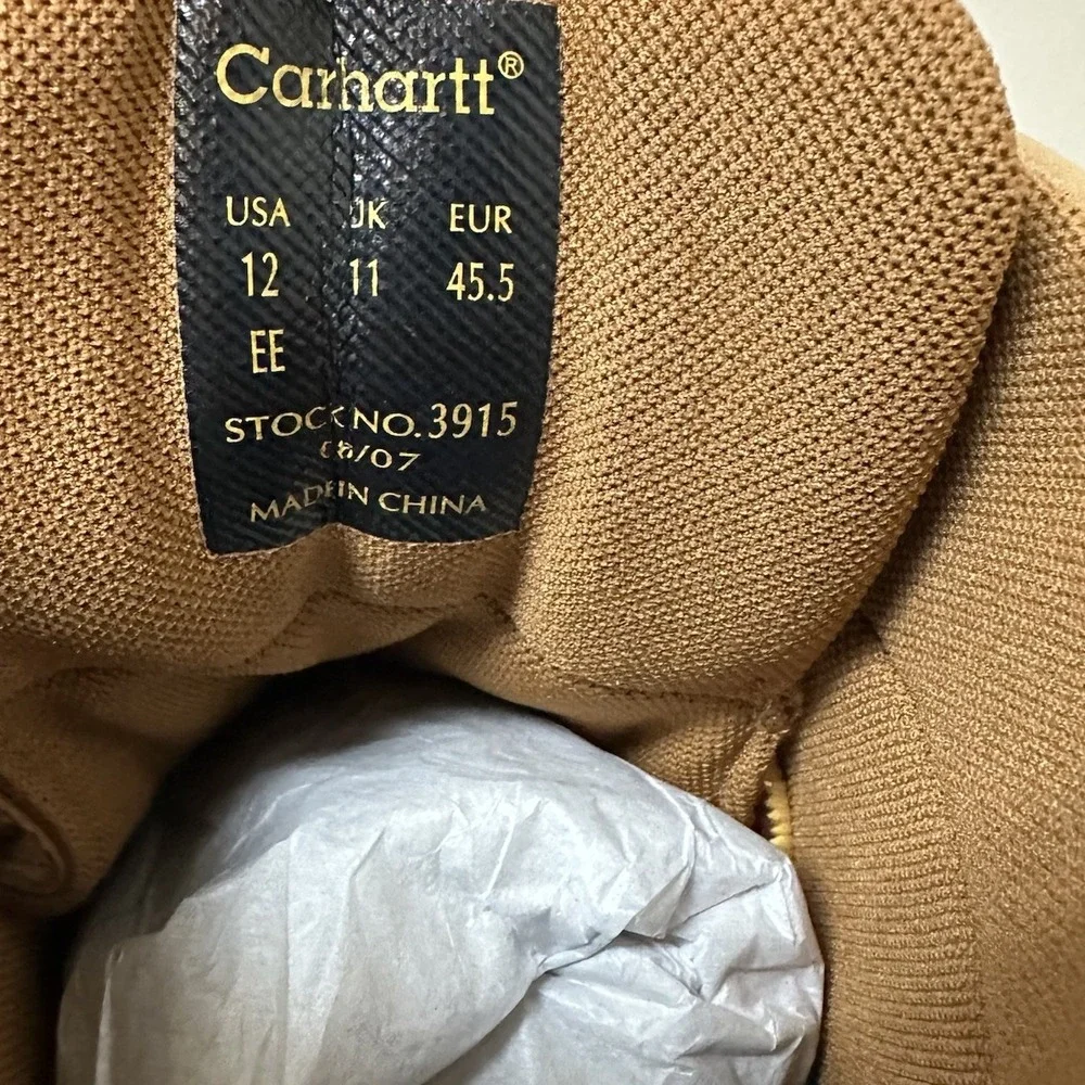 Carhartt Leather Slip Resistant Soft Toe Wedge Work Boot Style 3915 Size 12EE